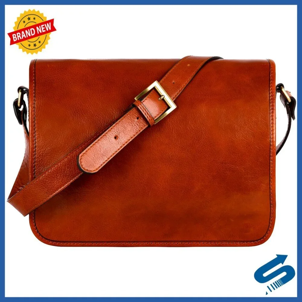 Leather Messenger Bag, Handmade Crossbody Shoulder Bag, Made in Italy